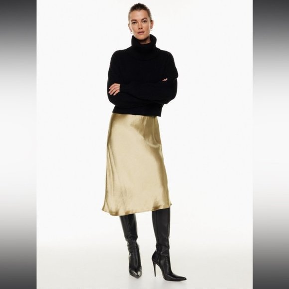 Aritzia Dresses & Skirts - ❗️SOLD❗️Babaton Satin Slip Midi Skirt Size 2